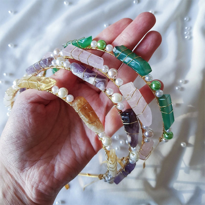 Couronne en cristal de perle et améthyste citrine Olivenorma 