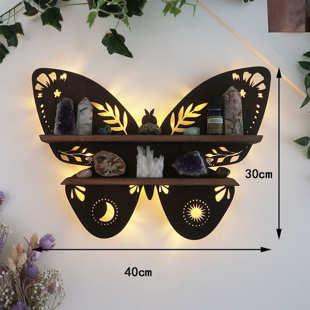 Etagère à papillons en bois Olivenorma Etagère à lampe en cristal
