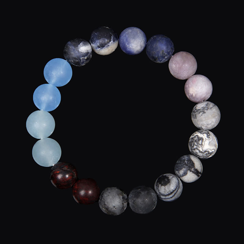 Bracelet planète en perles naturelles givrées de 10 mm Olivenorma 