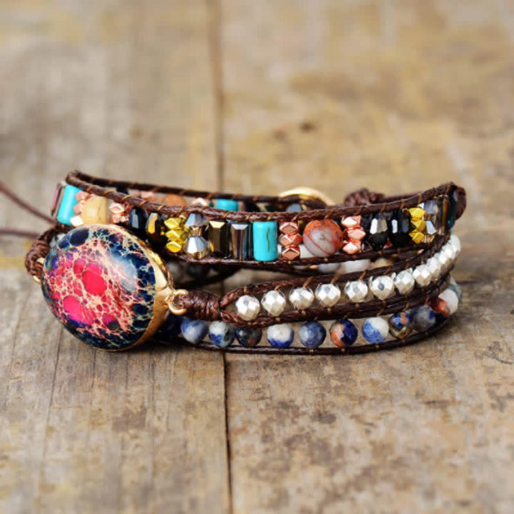 Bracelet enroulé en pierre naturelle d'agalmatolite rose empereur Olivenorma 