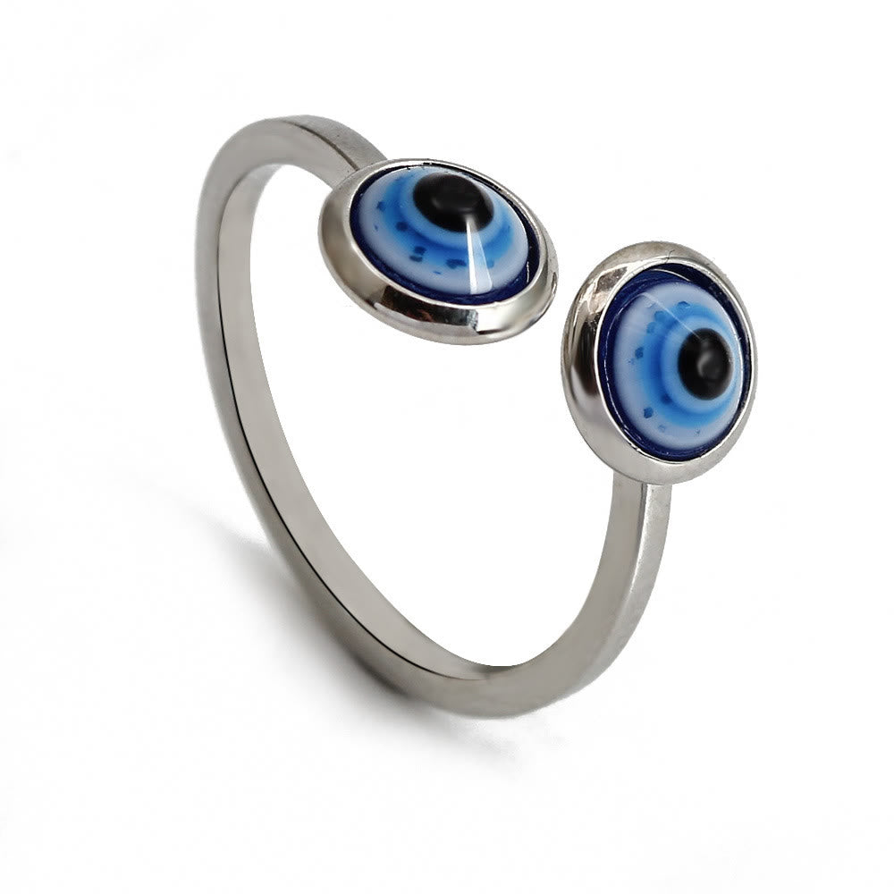 Bague Olivenorma en plaqué or avec zircon blanc et mauvais œil pour femme