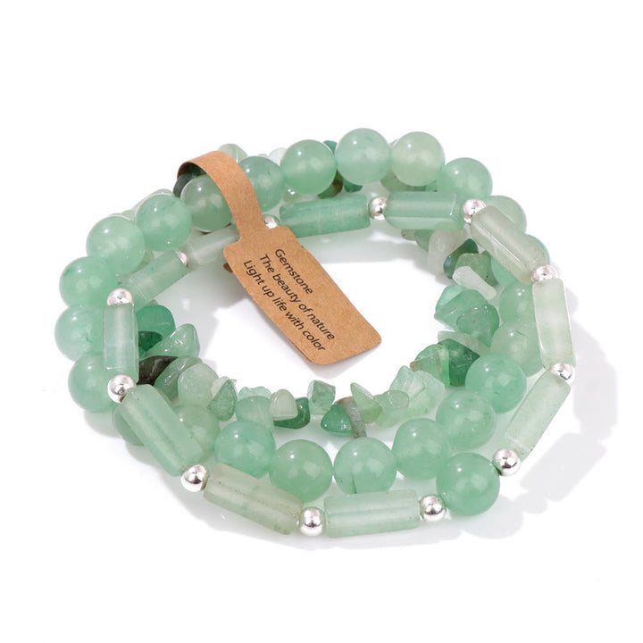 Ensemble de bracelets irréguliers à trois couches en pierre naturelle Olivenorma 