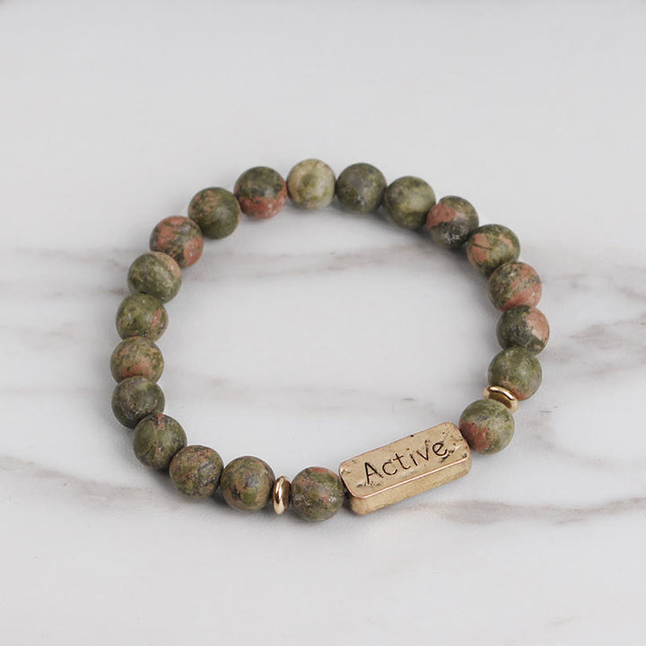 Bracelet gravé Active Faith en pierres précieuses naturelles Olivenorma