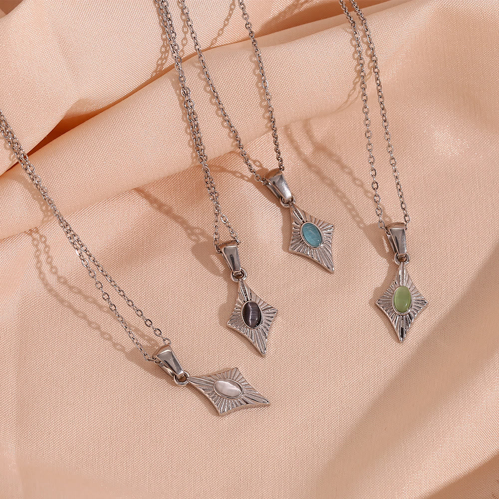 Collier pendentif en acier inoxydable avec œil de chat Olivenorma