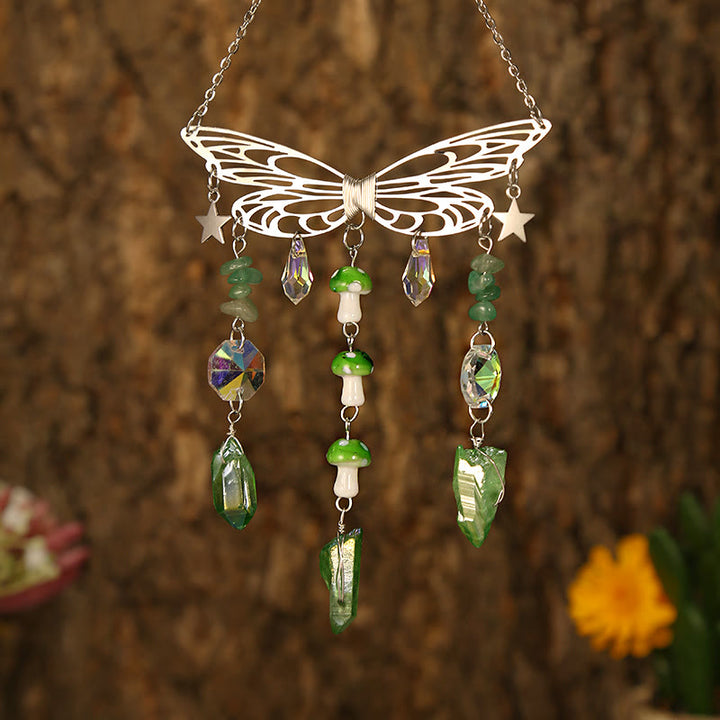 Carillon éolien attrape-soleil en forme d'ailes de papillon en cristal Olivenorma 