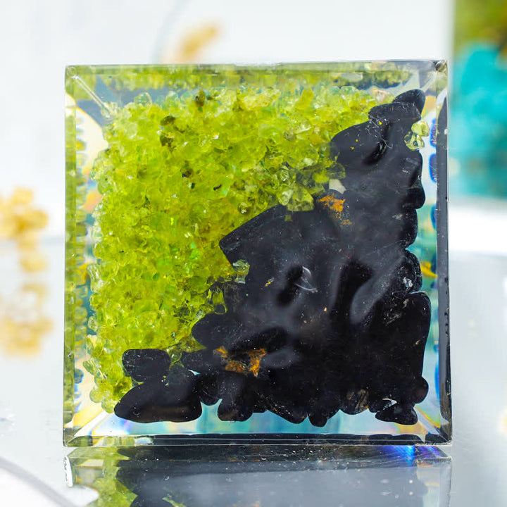 Pyramide d'orgone arbre de vie turquoise Olivenorma