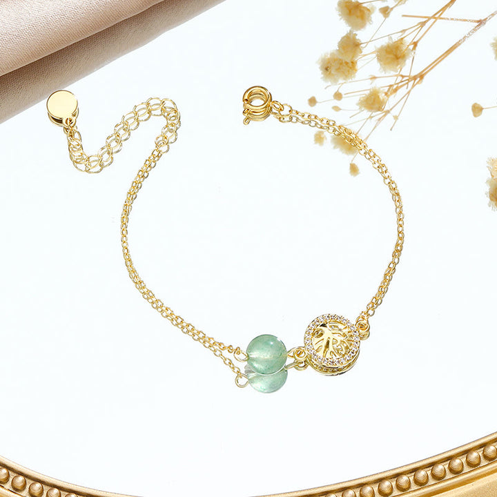 Ensemble de bracelets Arbre de vie en quartz rutile vert fraise Olivenorma