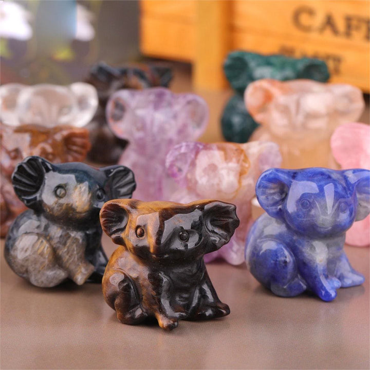 Olivenorma 1,2 pouces sculpté mignon koala figurine décoration en pierre précieuse