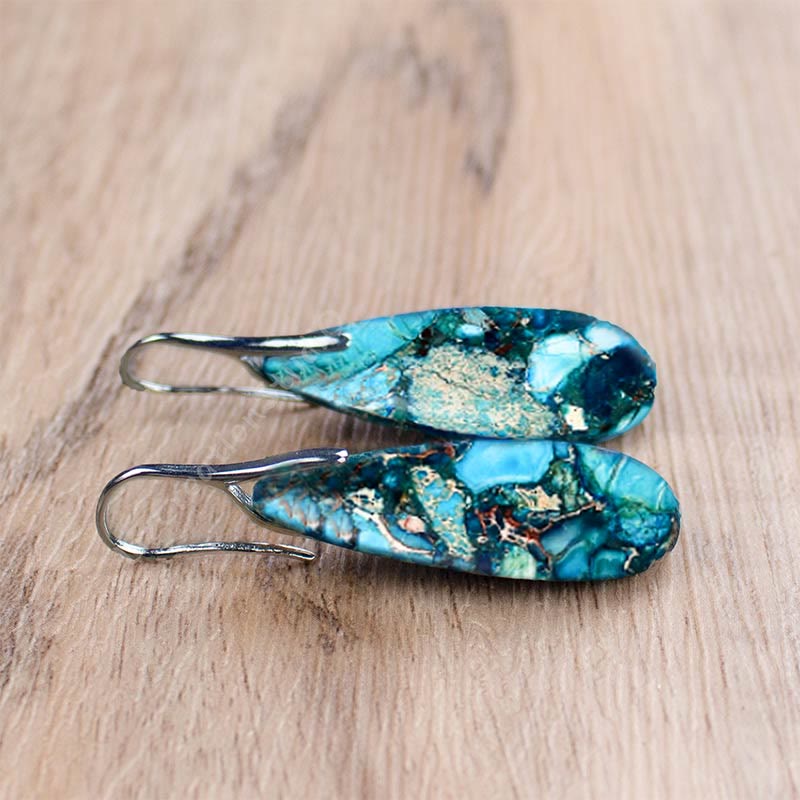Boucles d'oreilles Olivenorma en forme de goutte avec pierre empereur