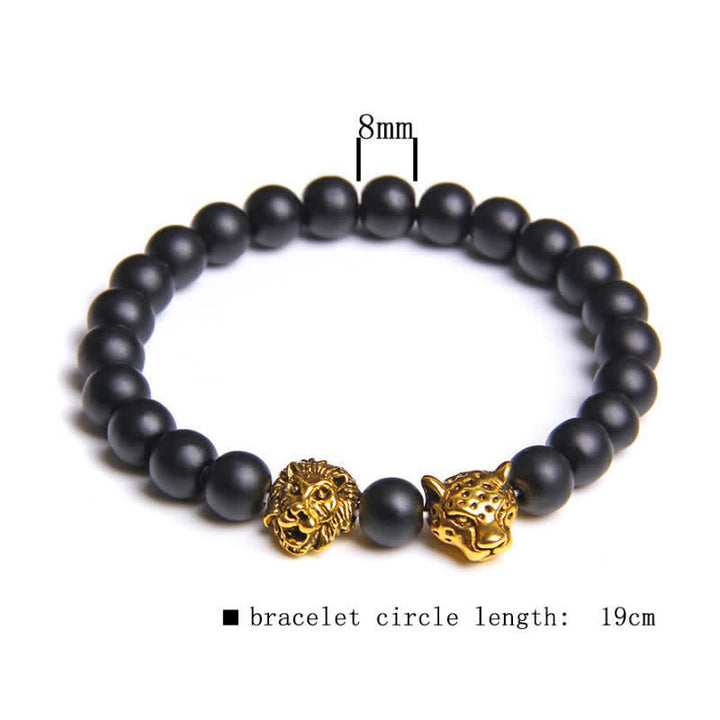 Bracelet de perles en œil de tigre et panthère de lion Olivenorma 