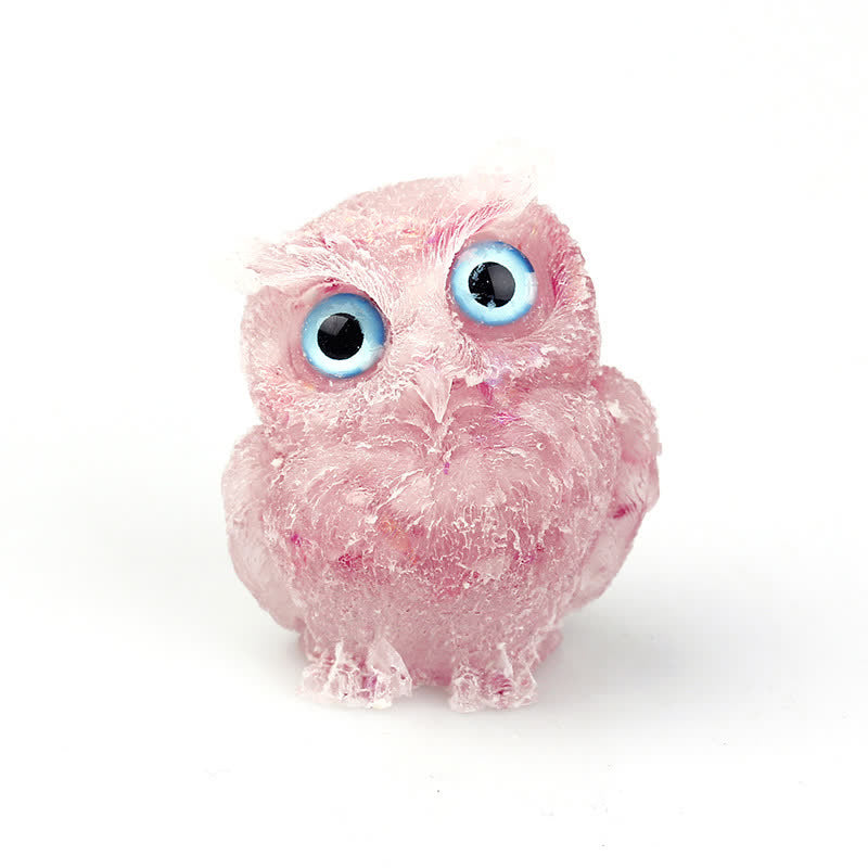 Figurine de hibou en cristal Olivenorma Wise Guardian, décoration en pierre précieuse - Quartz rose + paillettes - 2,28 po (L) * 1,89 po (l) * 1,53 po (H) - image 18
