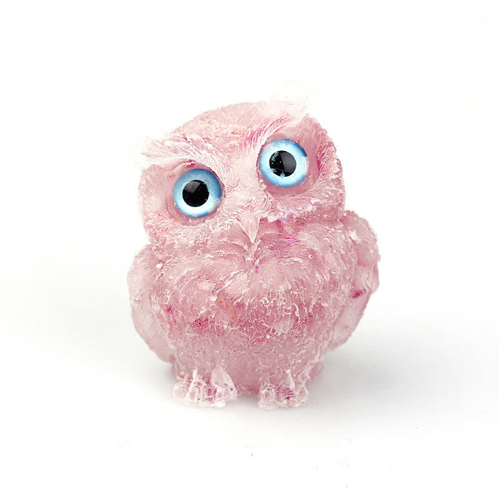 Figurine de hibou en cristal Olivenorma Wise Guardian, décoration en pierre précieuse - Quartz rose + paillettes - 2,28 po (L) * 1,89 po (l) * 1,53 po (H) - image 18