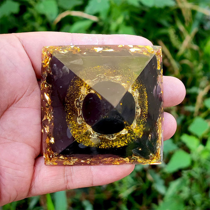 Pyramide d'orgone en obsidienne Olivenorma