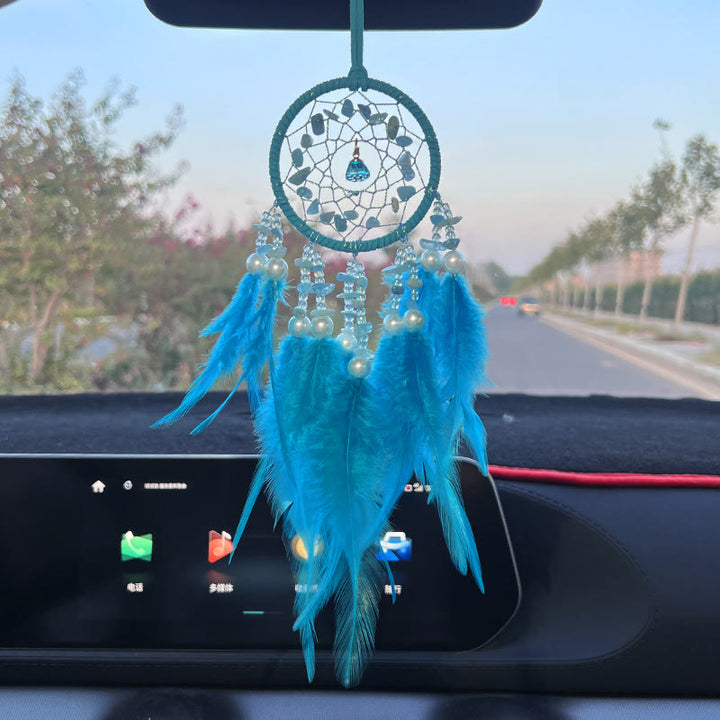 Attrape-rêves tissé à la main pour rétroviseur de voiture Olivenorma