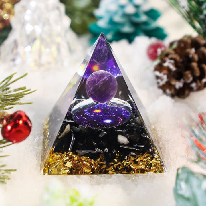 Pyramide d'orgone en obsidienne Yin et Yang Olivenorma