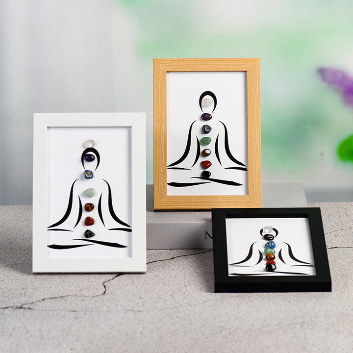 Cadre photo décoratif en pierre de chakra pour posture de méditation yoga Olivenorma