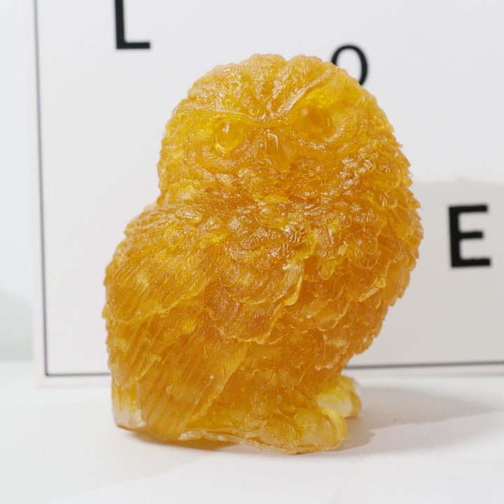 Ornement en pierre précieuse sculptée en forme de hibou en cristal naturel Olivenorma - Citrine - image 3