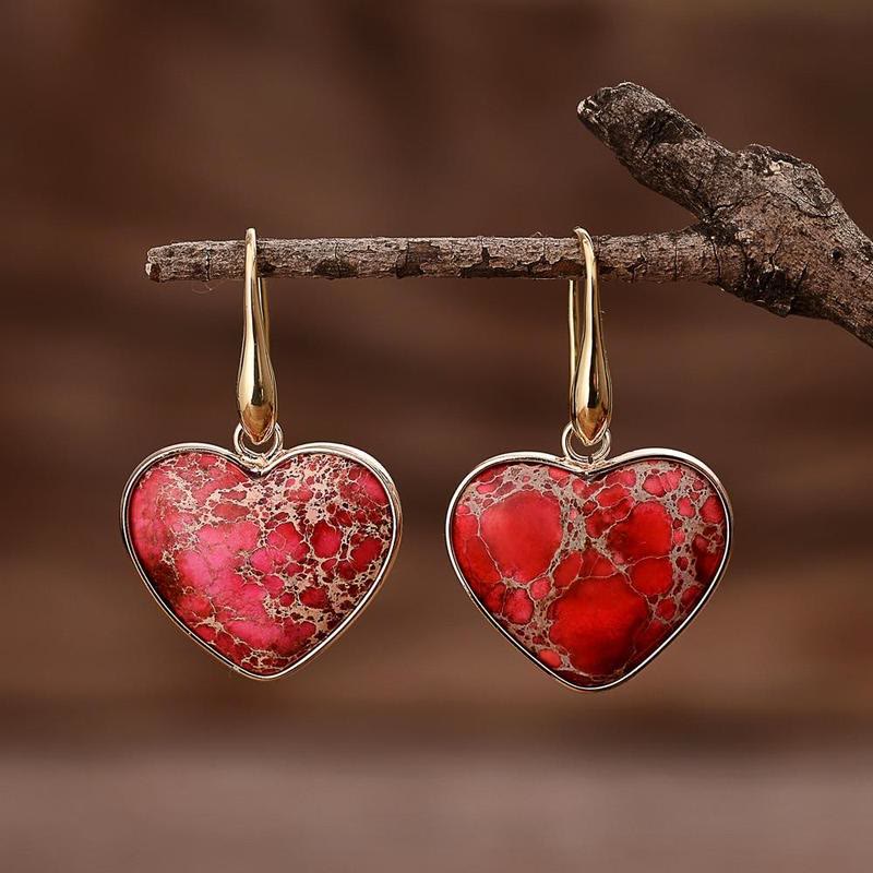 Boucles d'oreilles pendantes en forme de cœur en turquoise huître Olivenorma