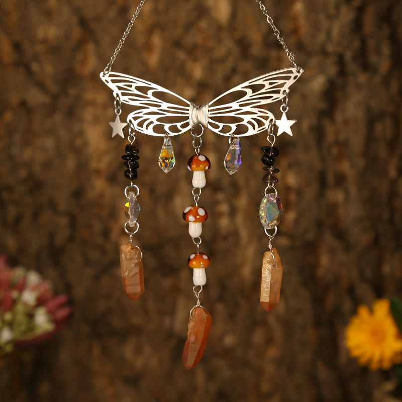 Carillon éolien attrape-soleil en forme d'ailes de papillon en cristal Olivenorma 