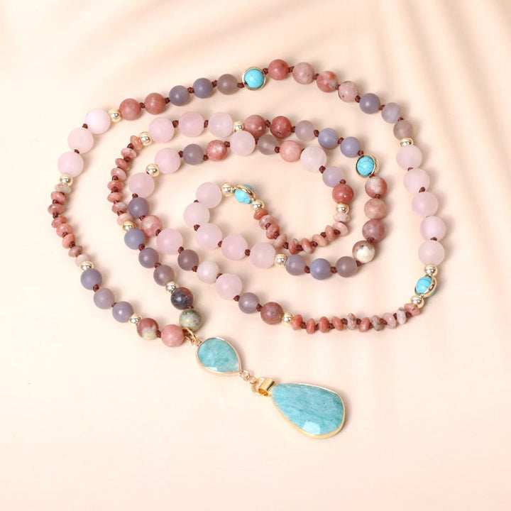 Collier pendentif en pointe de flèche en quartz rose naturel pour prière 