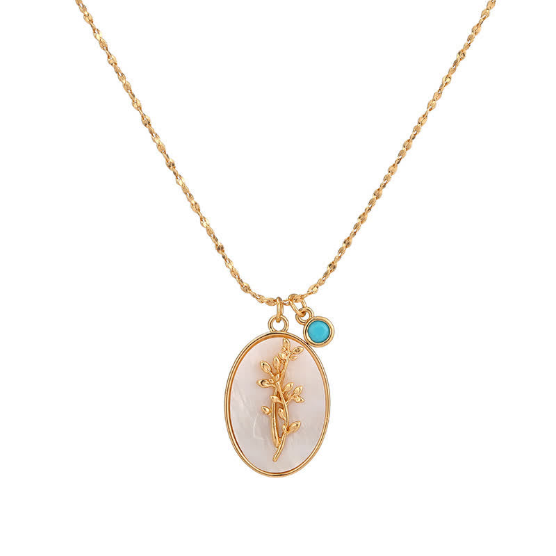 Collier avec pierre de naissance et fleur de naissance Olivenorma