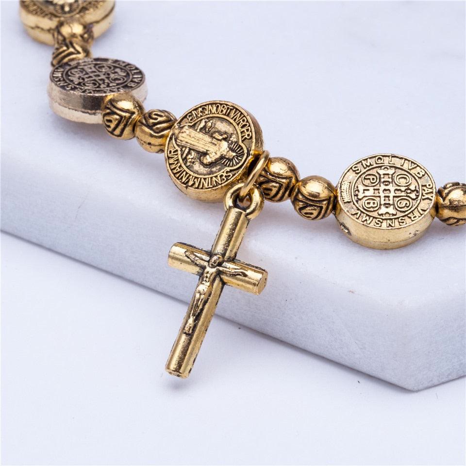Bracelet Croix Chrétienne Jésus Couleur Argent Doré Olivenorma 