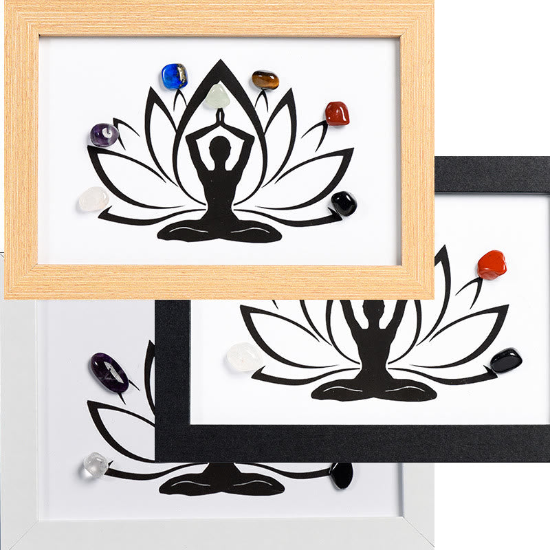 Cadre photo décoratif en pierre de chakra pour posture de méditation yoga Olivenorma
