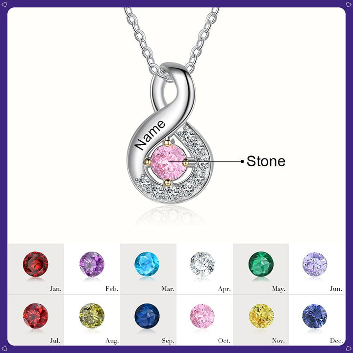 Collier avec pierre de naissance gravée pour femme Olivenorma