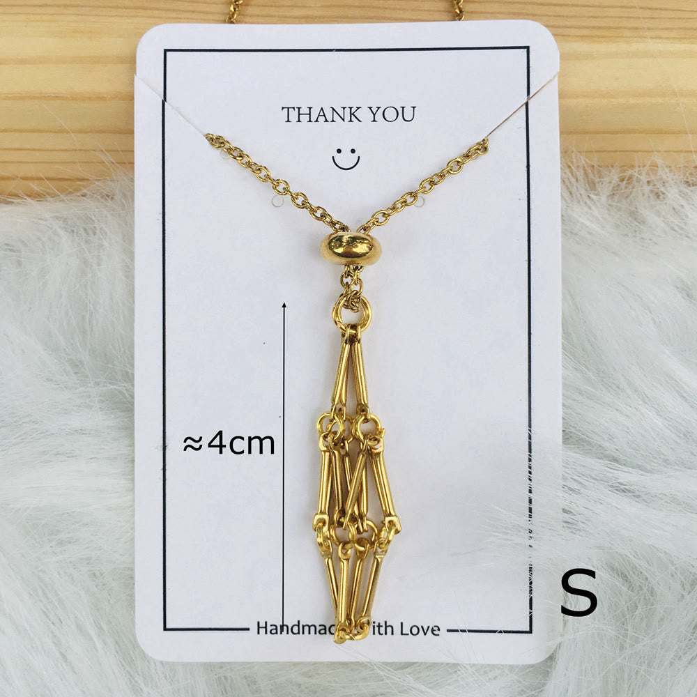 Collier avec pendentif en pierre brute et maille métallique en cristal Olivenorma 