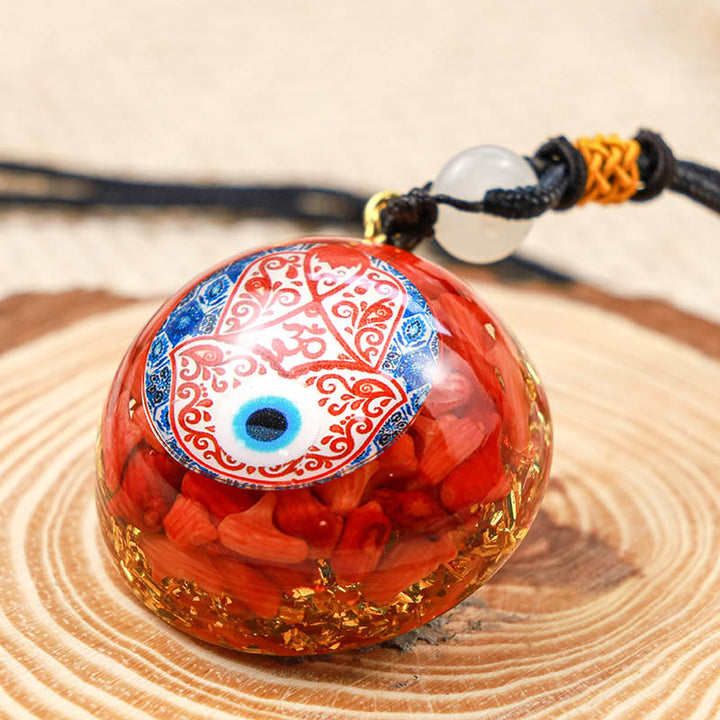 Collier Hamsa Balance en corail rouge
