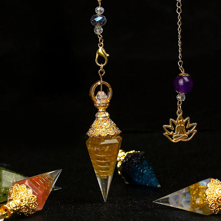 Pendule pyramidale hexagonale en cristal résineline naturelle Olivenorma