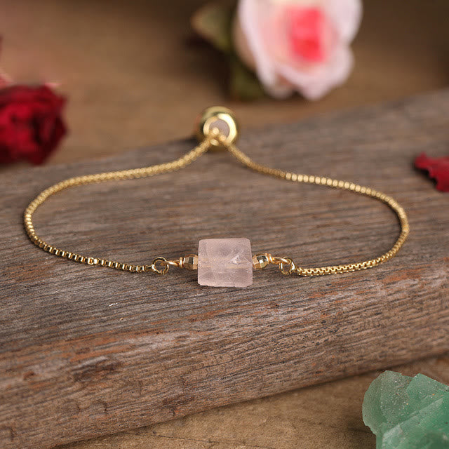 Bracelet chaîne en métal avec pierres prismatiques en cristal naturel Olivenorma