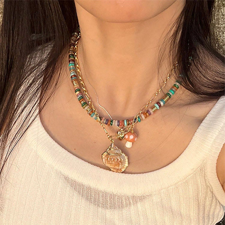 Collier et bracelet en pierres précieuses de style bohème Olivenorma avec perles rondes en cristal mélangées 