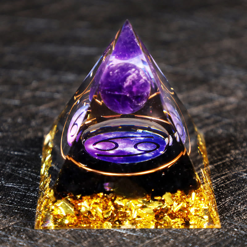 Boule d'améthyste Olivenorma Gravier d'obsidienne Zodiac Cancer Orgone Pyramide 