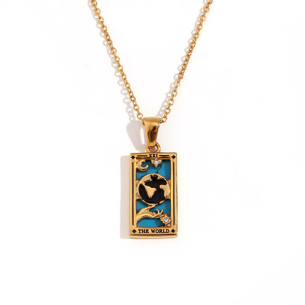 Collier de cartes de tarot en acier inoxydable plaqué or 18 carats Olivenorma 