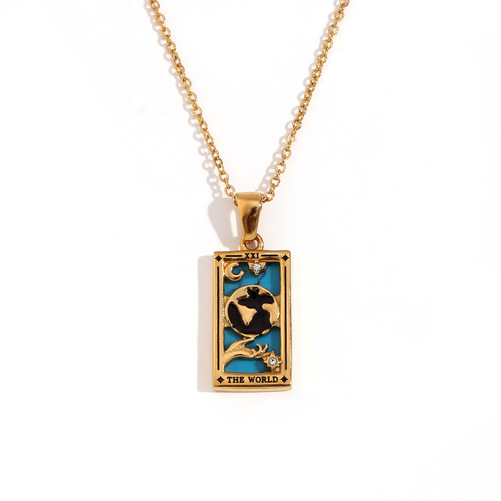 Collier de cartes de tarot en acier inoxydable plaqué or 18 carats Olivenorma 