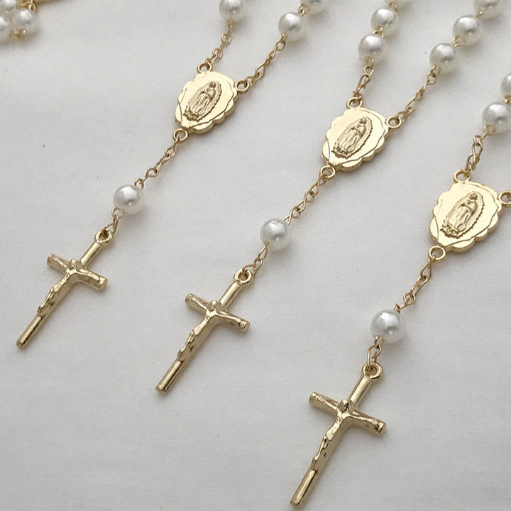 Bracelet chapelet en perles avec croix de la Vierge Marie Olivenorma