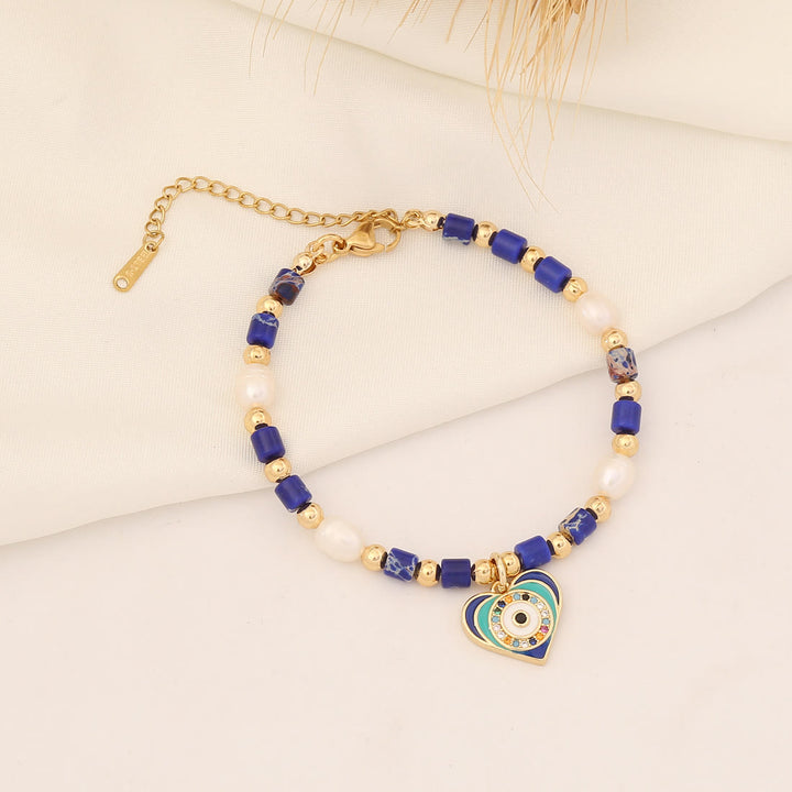 Bracelet en cuivre et perles d'eau douce en pierre naturelle Olivenorma
