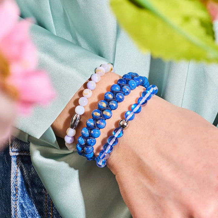 Bracelet en perles de verre cristal bleu Olivenorma 