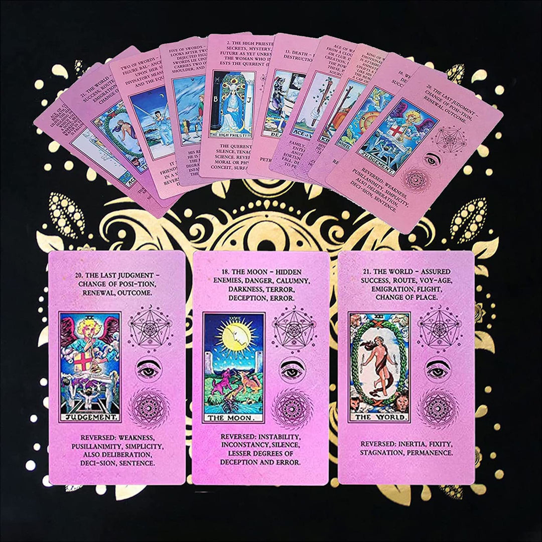 Jeu de cartes de tarot avec nappe en cristal de feuille Olivenorma