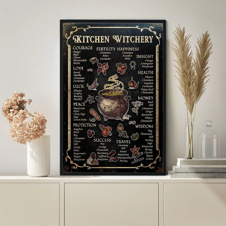 Plaque décorative murale en métal noir avec livre de cuisine de la sorcière Olivenorma