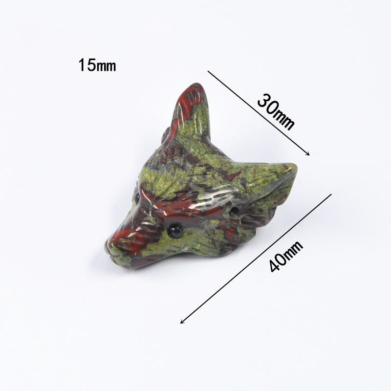 Tête de loup sculptée en cristal naturel Olivenorma, accessoire de décoration en pierres précieuses