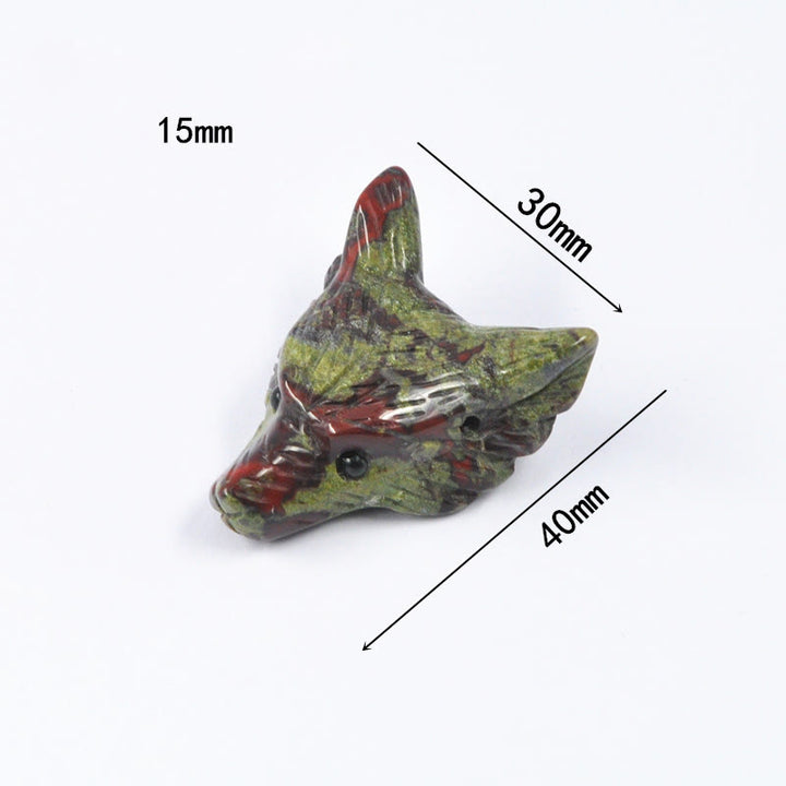 Tête de loup sculptée en cristal naturel Olivenorma, accessoire de décoration en pierres précieuses