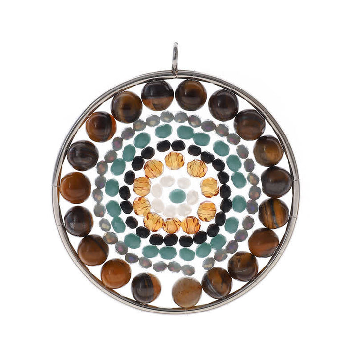 Collier avec pendentif rond en cristal et fleur de datura Olivenorma
