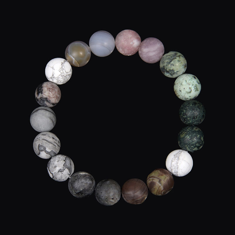 Bracelet planète en perles naturelles givrées de 10 mm Olivenorma 