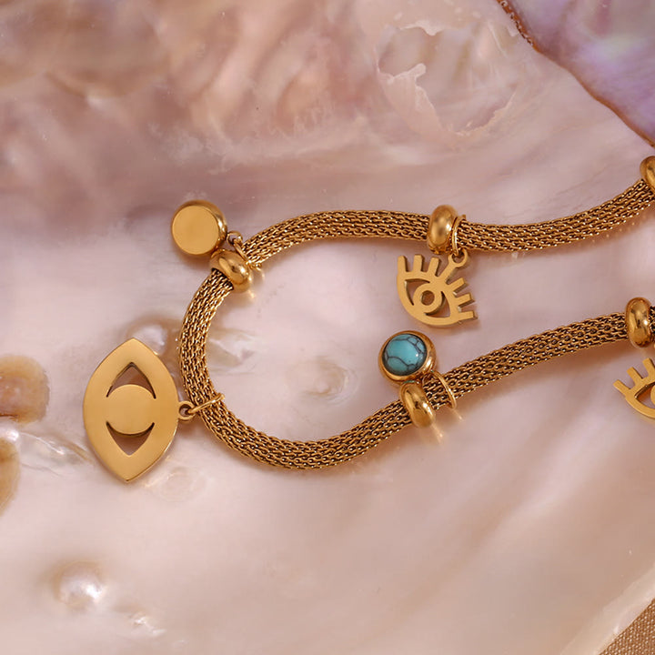 Collier à chaîne épaisse avec zircon blanc turquoise et mauvais œil Olivenorma 