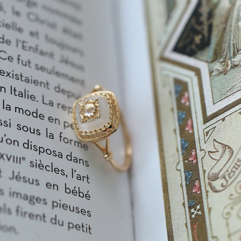Bague vintage en quartz transparent carré Olivenorma - image 7