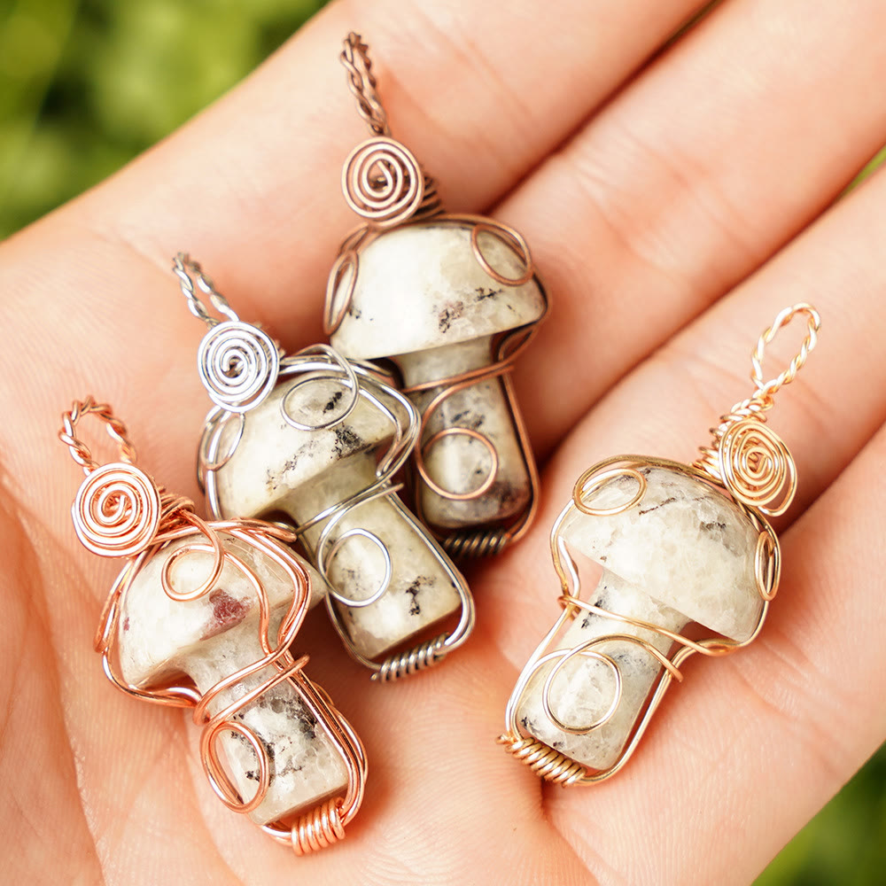 Collier en pierre de guérison naturelle Olivenorma aux champignons