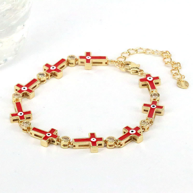 Bracelet en alliage de perles croisées contre le mauvais œil dégoulinant de couleur Olivenorma 