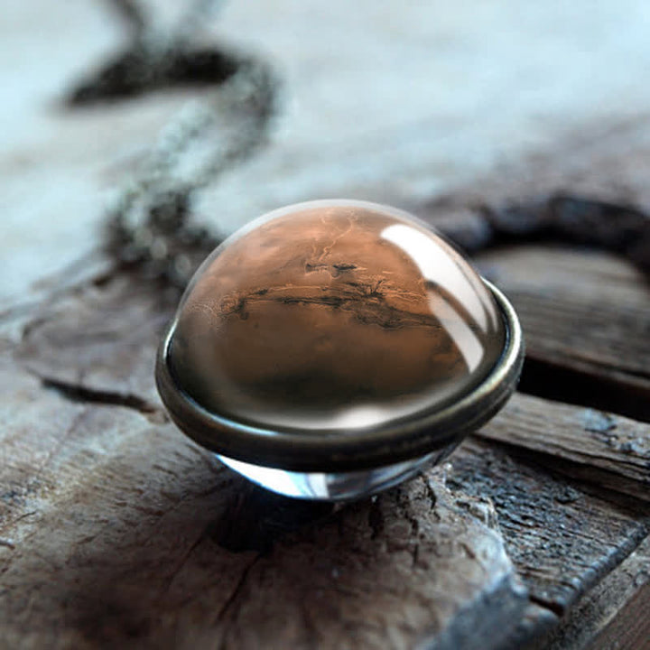 Collier Olivenorma double face avec boules de verre et planètes du ciel